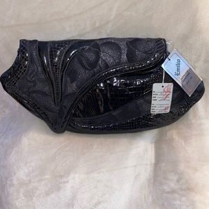 80s VTG Vintage Emilio Genuine Leather ‘Batwing’ Clutch With Shoulder Strap